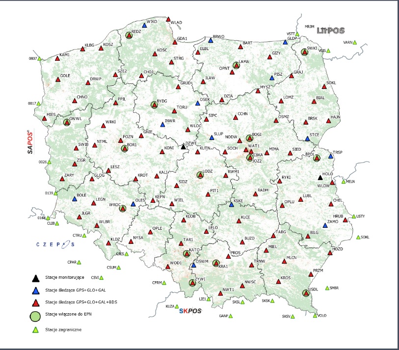 Network Map ASG EUPOS System Network map asg eupos system
